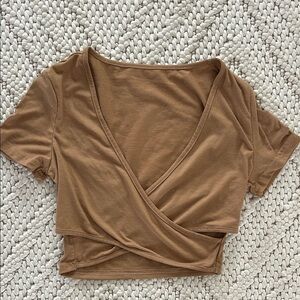 SHEIN SXY Wrap-Style Tan Crop Top | Crop Top | Wrap Style Crop Top | Tan